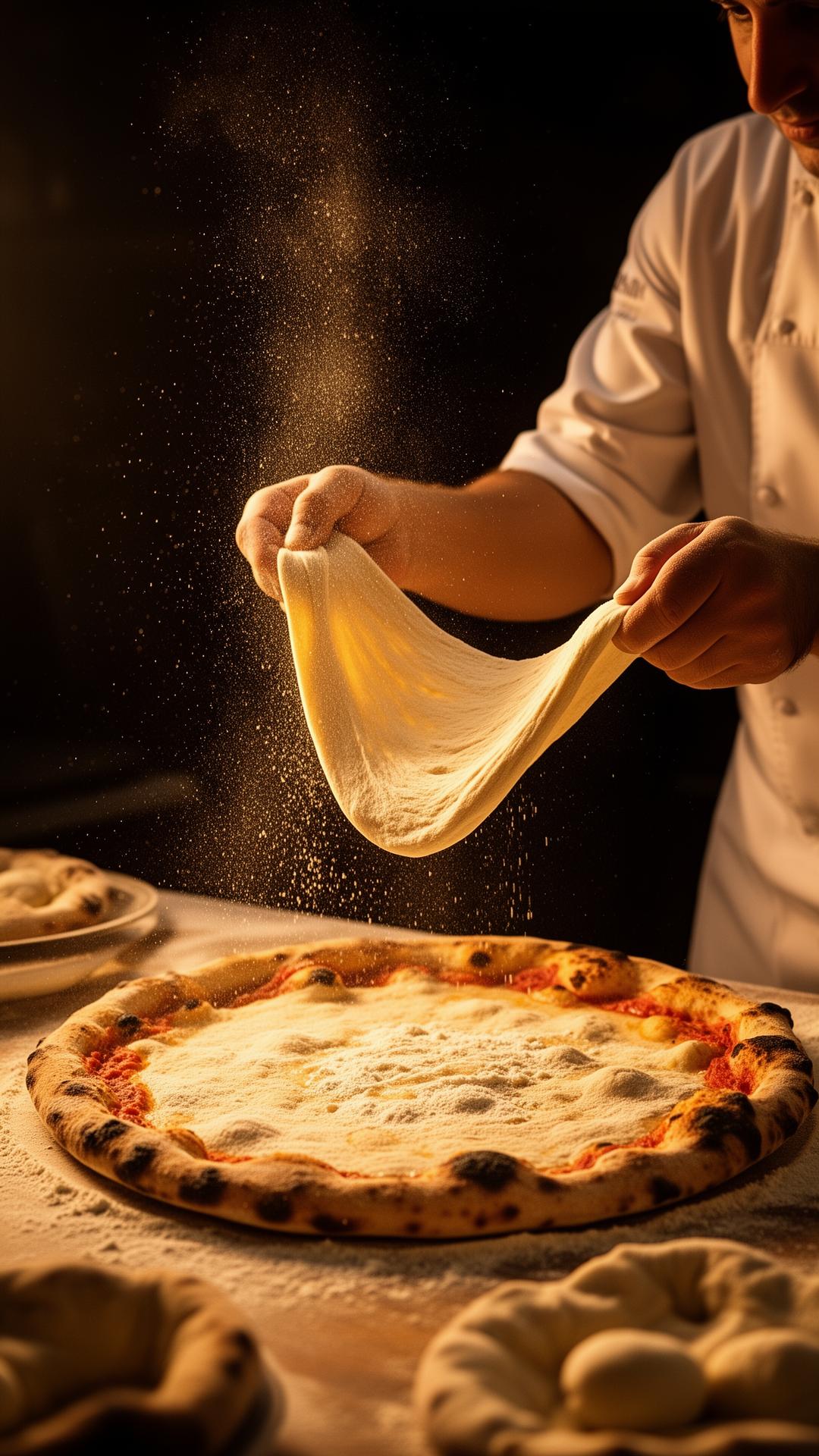 Pizzaiolo dehnt Teig