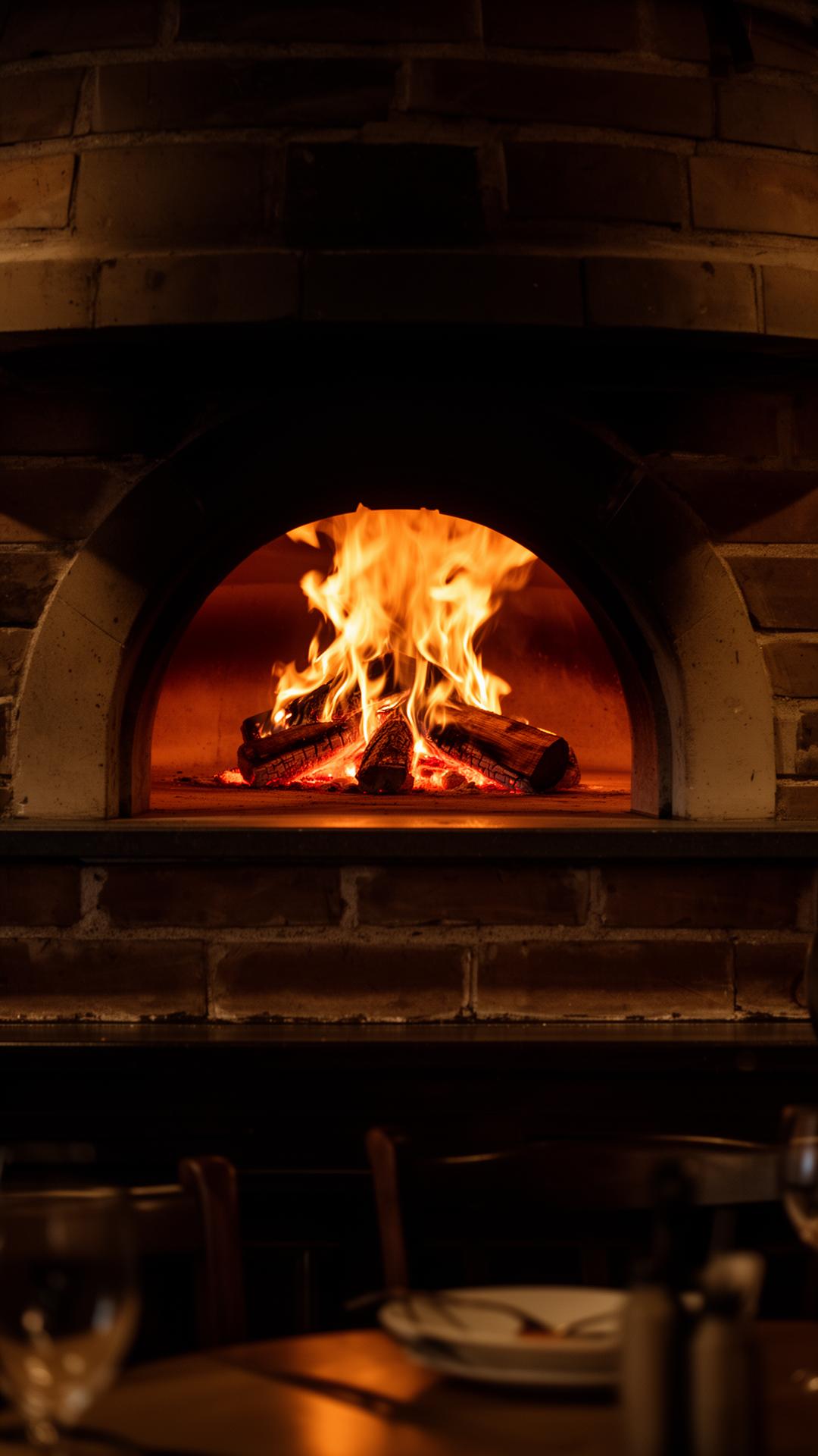 Steinofen mit Flammen